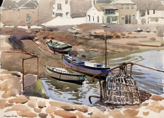 Arthur Royce Bradbury (1892-1977) Watercolour Painting - Mousehole Cornwall 1950