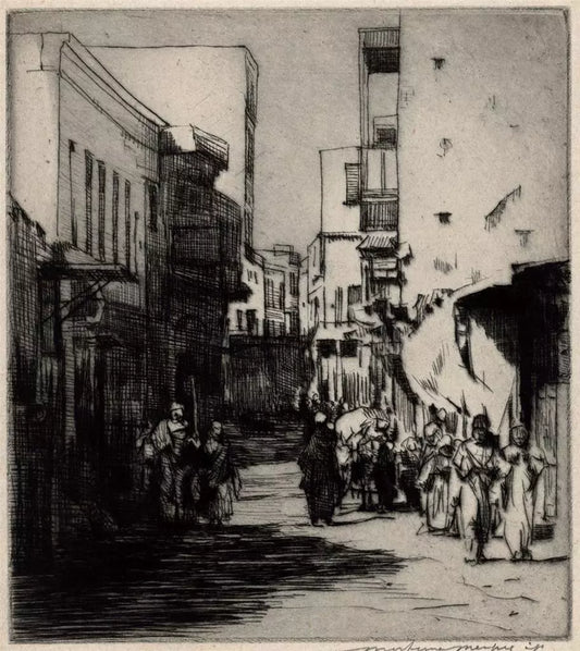 Mortimer Luddington Menpes - Pencil Signed Etching - A Sunny Street, Cairo Egypt