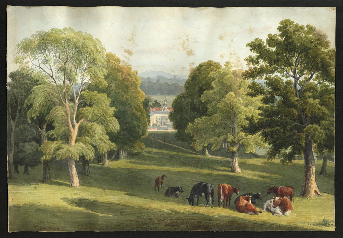 William Hubbard (1804-1870) Watercolour Painting - Hall Place Bexley Kent