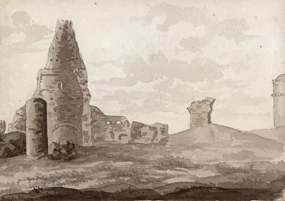 Elizabeth Campbell (1783-1861) Watercolour Painting - Ruins In Landscape - Italy - 19th Century