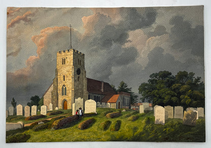 William Hubbard (1804-1870) Watercolour Painting - Crayford Church Kent 1858