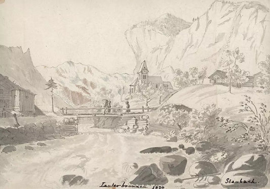 Elizabeth Campbell (1783-1861) Watercolour Painting - Lauterbrunnen Switzerland 1820