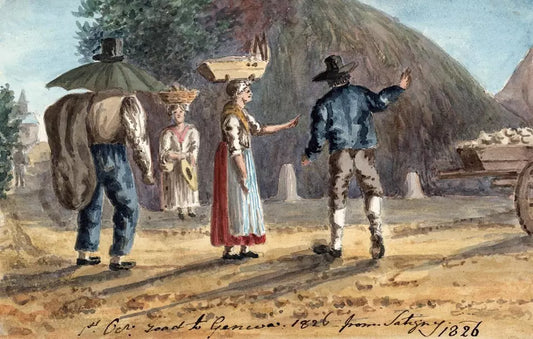 Elizabeth Campbell (1783-1861) Watercolour Painting - Road to Geneva from Satigny, Switzerland 1826