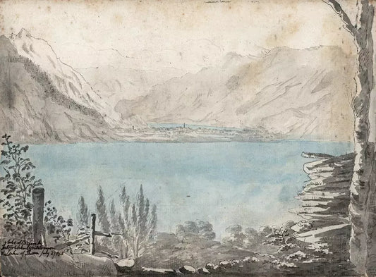 Elizabeth Campbell (1783-1861) - Watercolour Painting - Lake Brienz Interlaken Lake Thun Switzerland