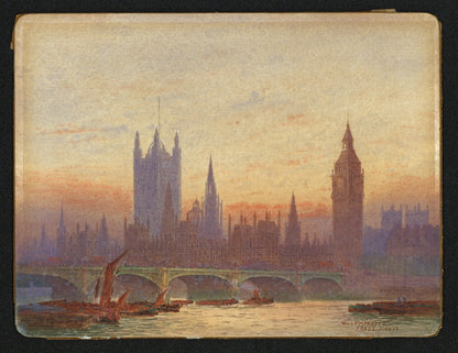 Frederick Edward Joseph Goff (1855-1931) Watercolour Painting - Westminster, London - River Thames