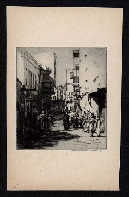 Mortimer Luddington Menpes - Pencil Signed Etching - A Sunny Street, Cairo Egypt