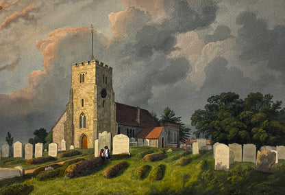 William Hubbard (1804-1870) Watercolour Painting - Crayford Church Kent 1858