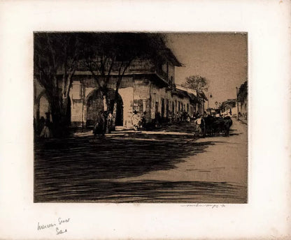 Mortimer Luddington Menpes - Signed Etching - Street Scene With Shade, Mexico