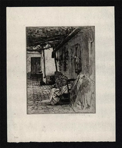 Mortimer Luddington Menpes - Pencil Signed Etching - A Courtyard, Seville - Spain 1914