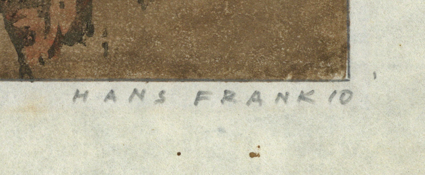 Hans Frank (1884-1948) Pencil Signed Woodcut - White Peacock 1910