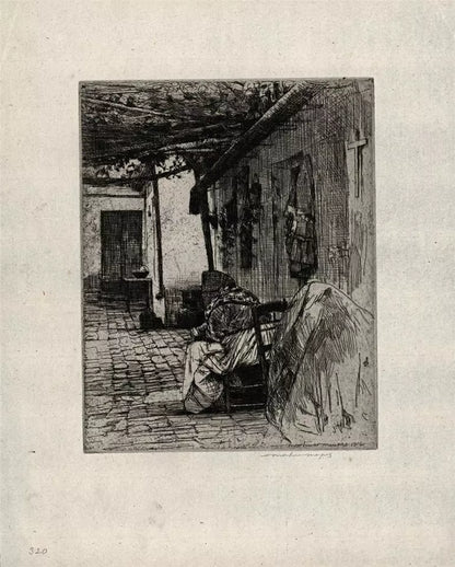 Mortimer Luddington Menpes - Pencil Signed Etching - A Courtyard, Seville - Spain 1914