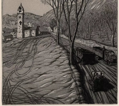 Rudolph Carl Von Ripper (1905-1960) Pencil Signed Etching World War 2 Scene 1946 - WW2