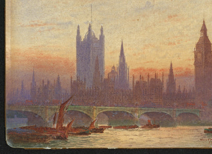 Frederick Edward Joseph Goff (1855-1931) Watercolour Painting - Westminster, London - River Thames