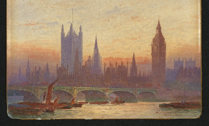 Frederick Edward Joseph Goff (1855-1931) Watercolour Painting - Westminster, London - River Thames