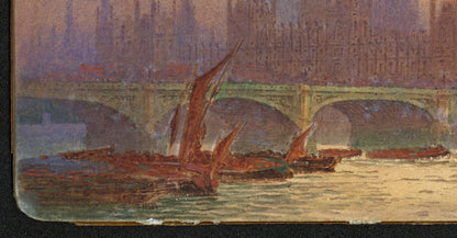 Frederick Edward Joseph Goff (1855-1931) Watercolour Painting - Westminster, London - River Thames
