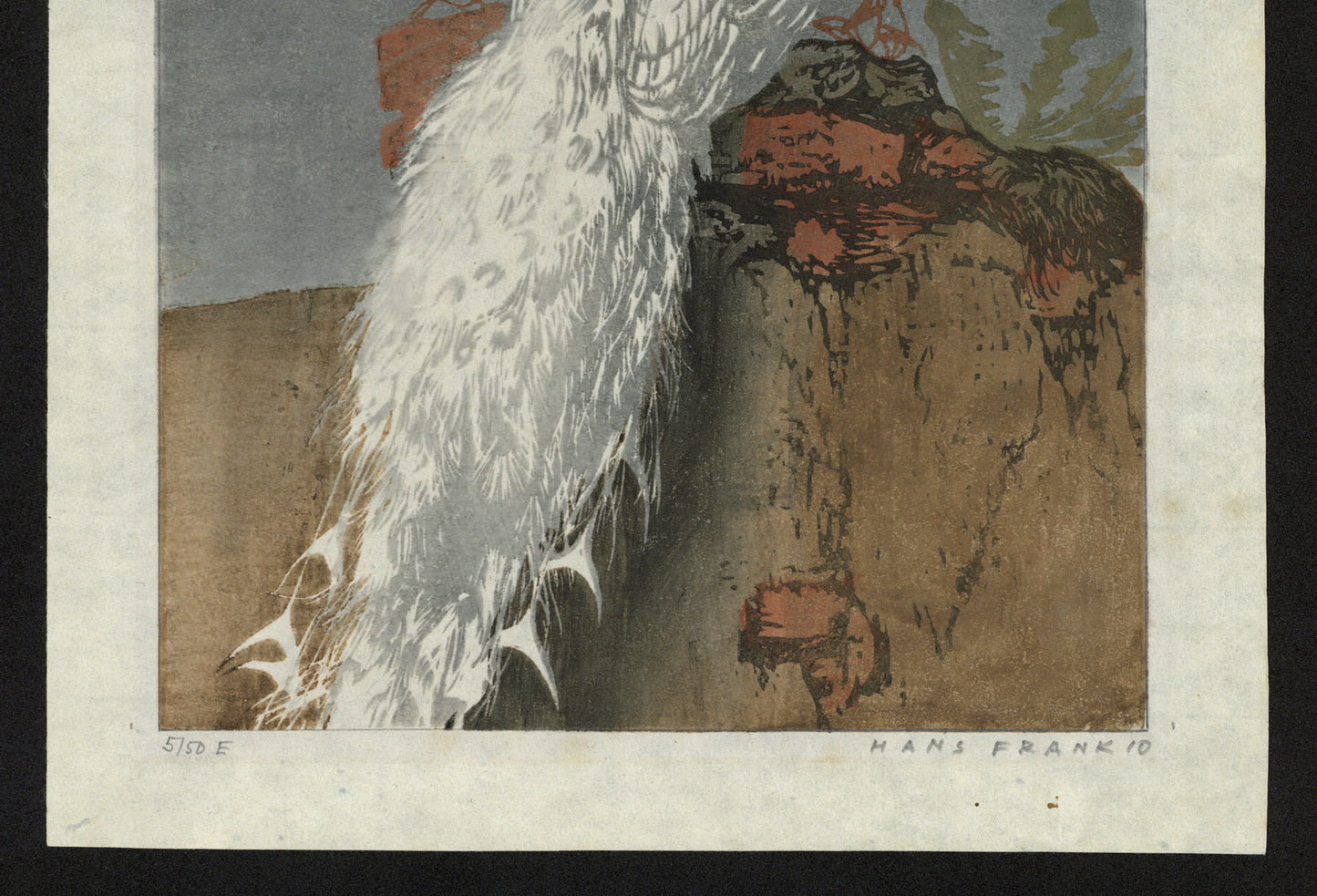 Hans Frank (1884-1948) Pencil Signed Woodcut - White Peacock 1910