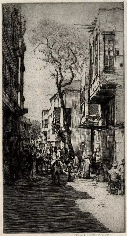 Mortimer Luddington Menpes (1855-1938) - Signed Etching - Figures & Donkey Street Scene