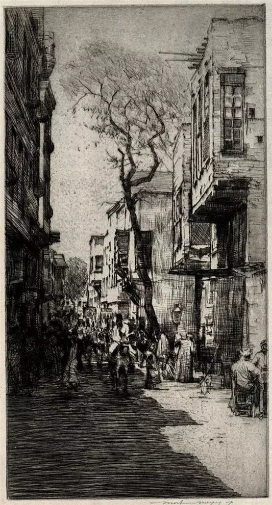 Mortimer Luddington Menpes (1855-1938) - Signed Etching - Figures & Donkey Street Scene