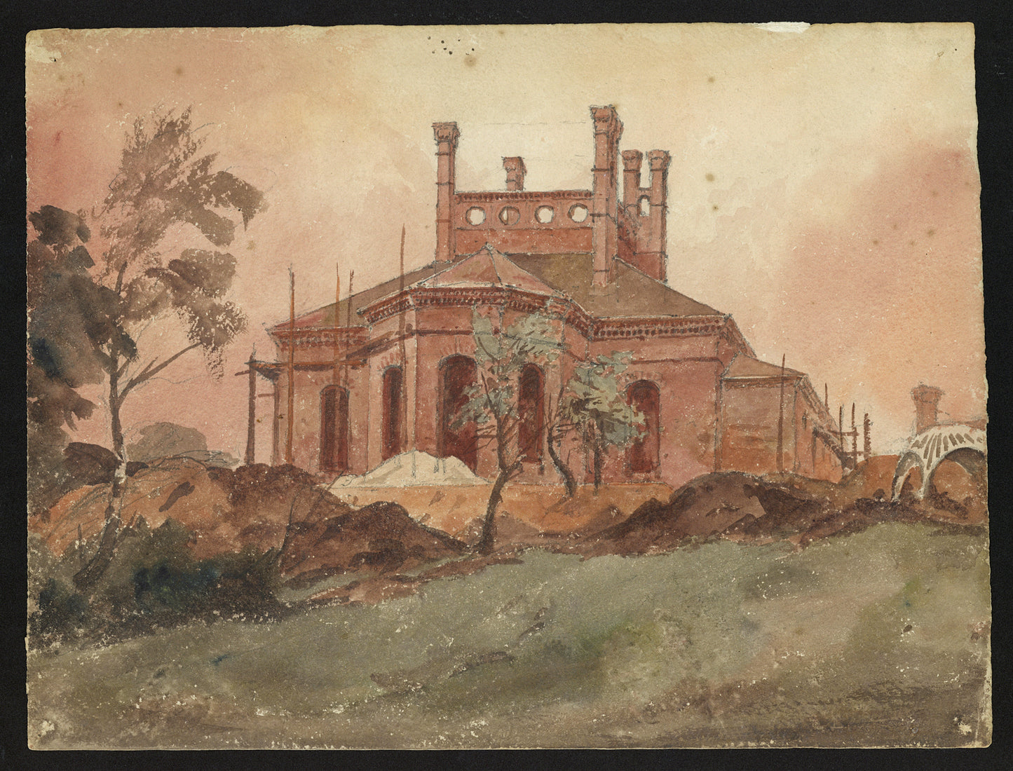 John Louis Petit (1801-1868) Watercolour Painting - The Brambles, Bumblekyte, Staffordshire - 1855