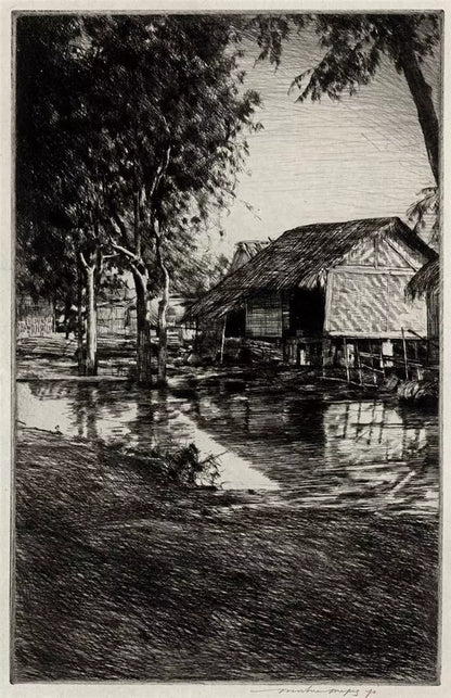 Mortimer Luddington Menpes - Pencil Signed Etching - House With Rattan Walls, Burma