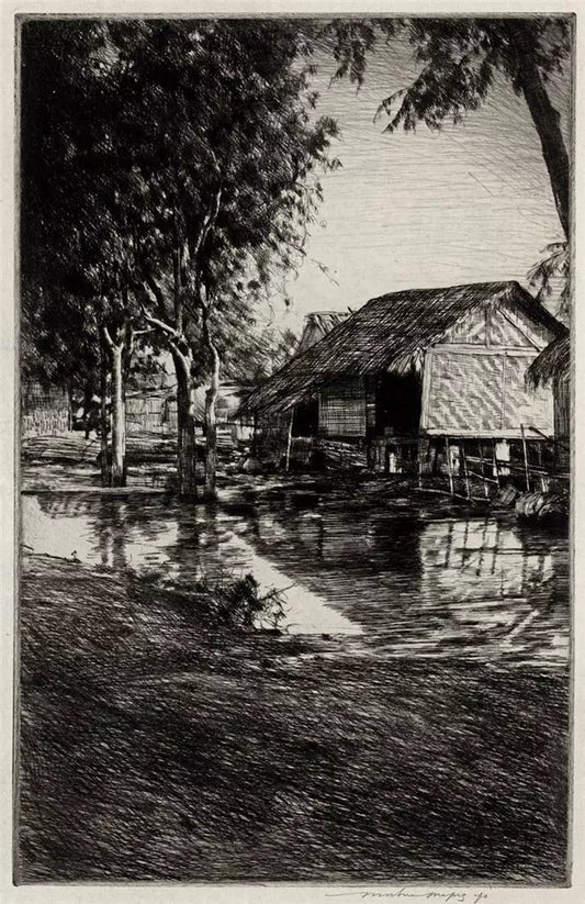 Mortimer Luddington Menpes - Pencil Signed Etching - House With Rattan Walls, Burma