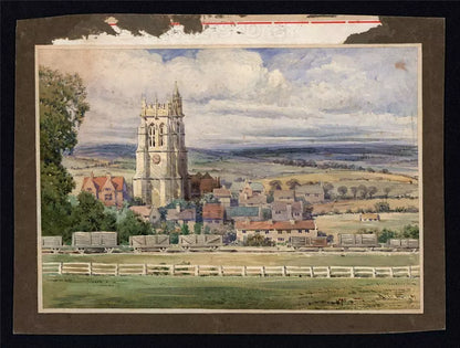 Arthur Charles Fare (1876-1958) Watercolour Painting - Church Village & Railway