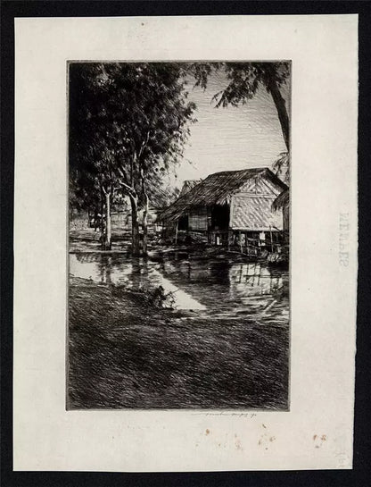 Mortimer Luddington Menpes - Pencil Signed Etching - House With Rattan Walls, Burma