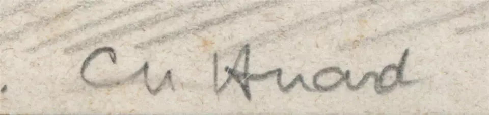 Charles Huard (1874-1965) Antique Pencil Drawing - Crouy France 1915 - WW1