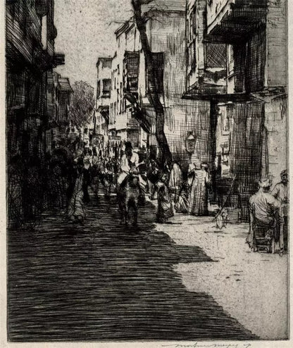 Mortimer Luddington Menpes (1855-1938) - Signed Etching - Figures & Donkey Street Scene