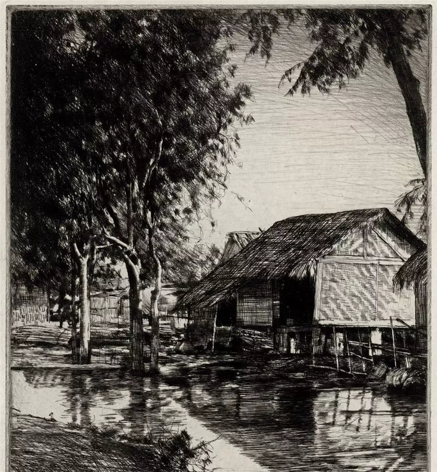 Mortimer Luddington Menpes - Pencil Signed Etching - House With Rattan Walls, Burma