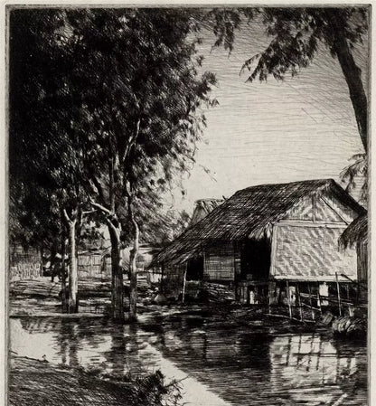 Mortimer Luddington Menpes - Pencil Signed Etching - House With Rattan Walls, Burma