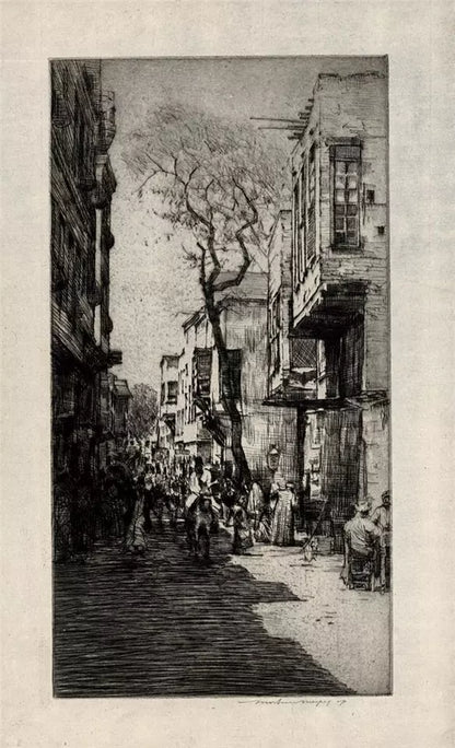 Mortimer Luddington Menpes (1855-1938) - Signed Etching - Figures & Donkey Street Scene