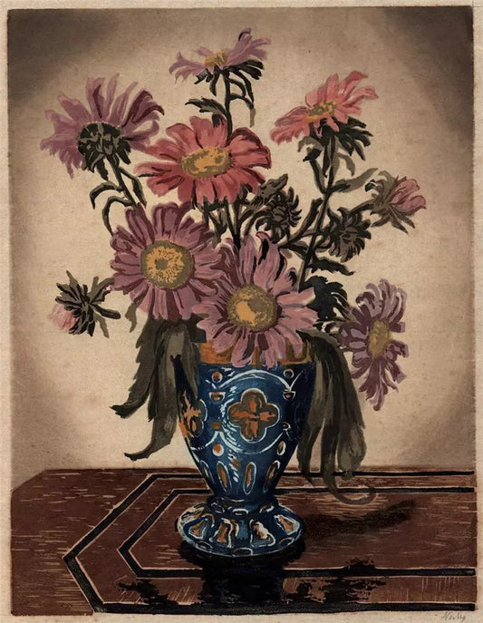 Hugo Noske (1886-1960) - Woodcut Signed In Pencil - Still Life Flowers