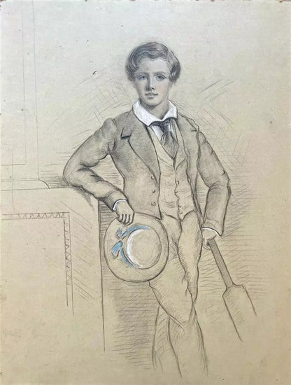 Portrait George Lukis Lang (1837-1898) First Class Cricketer - Antique Drawing