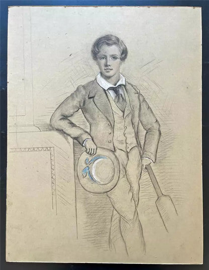 Portrait George Lukis Lang (1837-1898) First Class Cricketer - Antique Drawing
