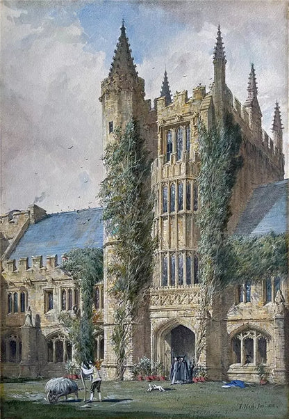 Joseph Nash - Watercolour Painting - Magdalen College Oxford 1858 - 19th Century
