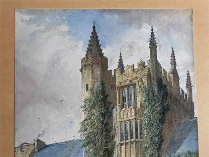 Joseph Nash - Watercolour Painting - Magdalen College Oxford 1858 - 19th Century