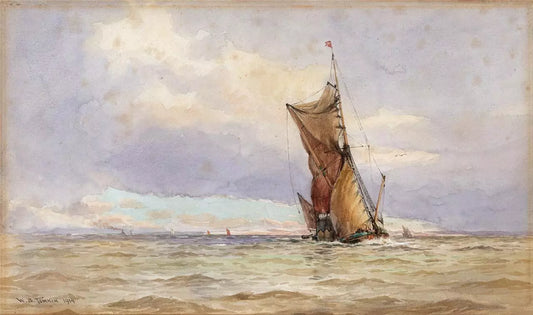 William Stephen Tomkin (1861-1940) - Watercolour Painting - Boats At Sea 1914