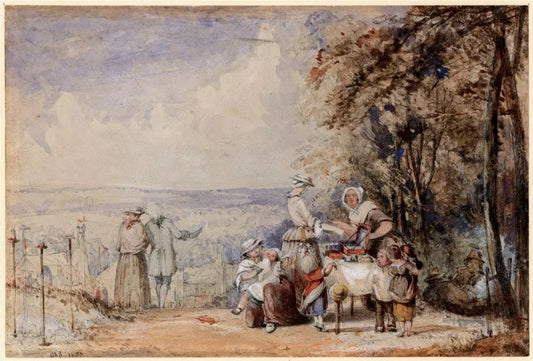 Joseph Axe Sleap (1808-1859) - Watercolour Painting - A Country Fair 1837