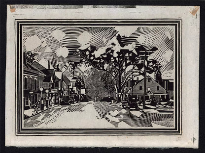 Fiske Boyd (1895-1975) Pencil Signed Woodcut Washingtonville New York USA 1930
