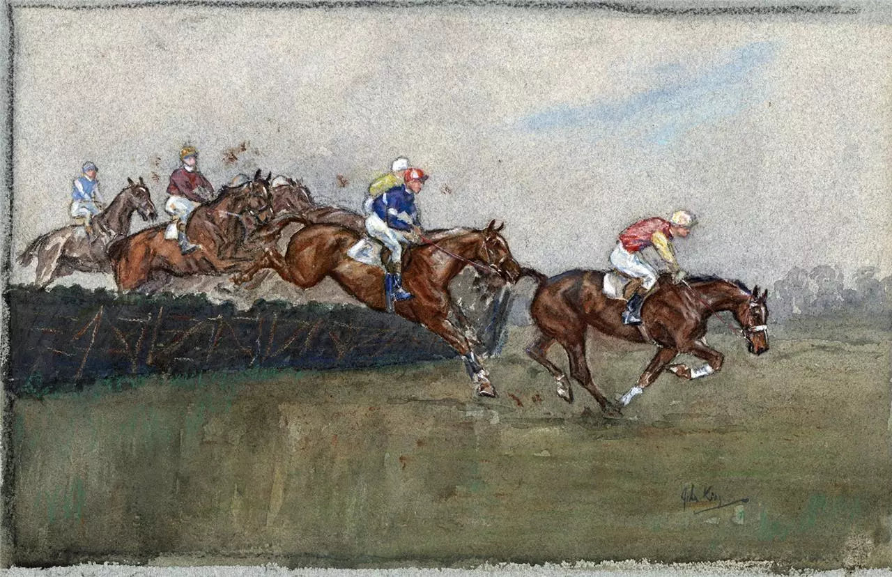 John Gregory King (b.1929) - Watercolour Painting - Horse Racing Scene