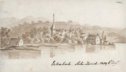 Elizabeth Campbell (1783-1861) Watercolour Painting - Erlenbach, Lake of Zurich, Switzerland 1819