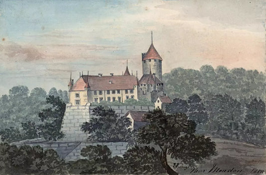 Elizabeth Campbell (1783-1861) Watercolour Painting - Lucens Castle Near Moudon, Switzerland 1818