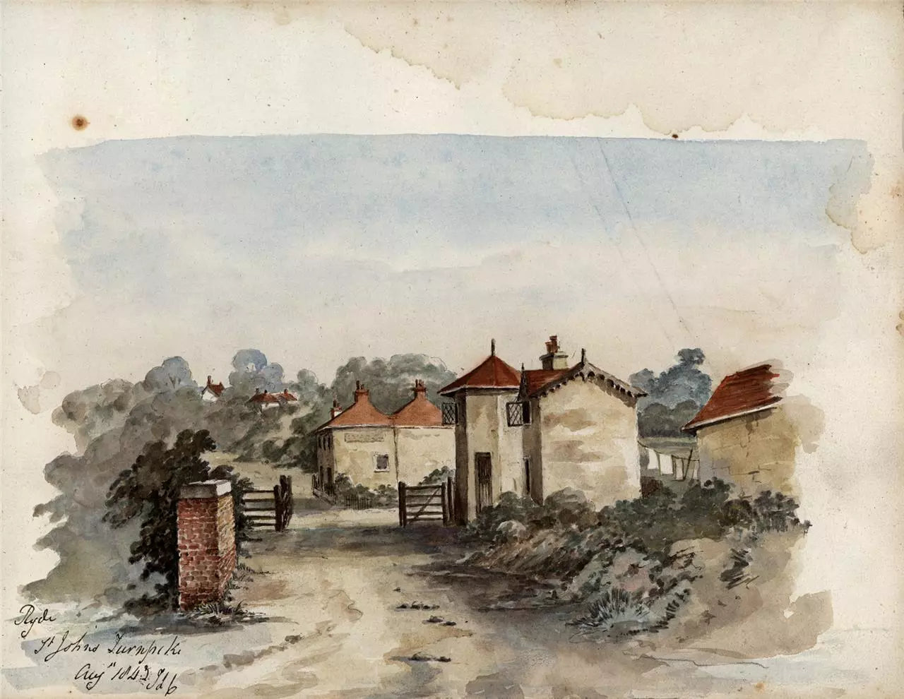 Sir James Lillyman Caldwell (1770-1863) Watercolour Painting - St. John's Turnpike, Ryde, Isle of Wight 1843