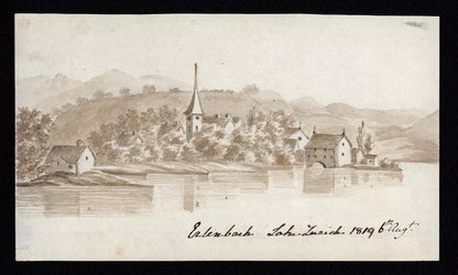 Elizabeth Campbell (1783-1861) Watercolour Painting - Erlenbach, Lake of Zurich, Switzerland 1819