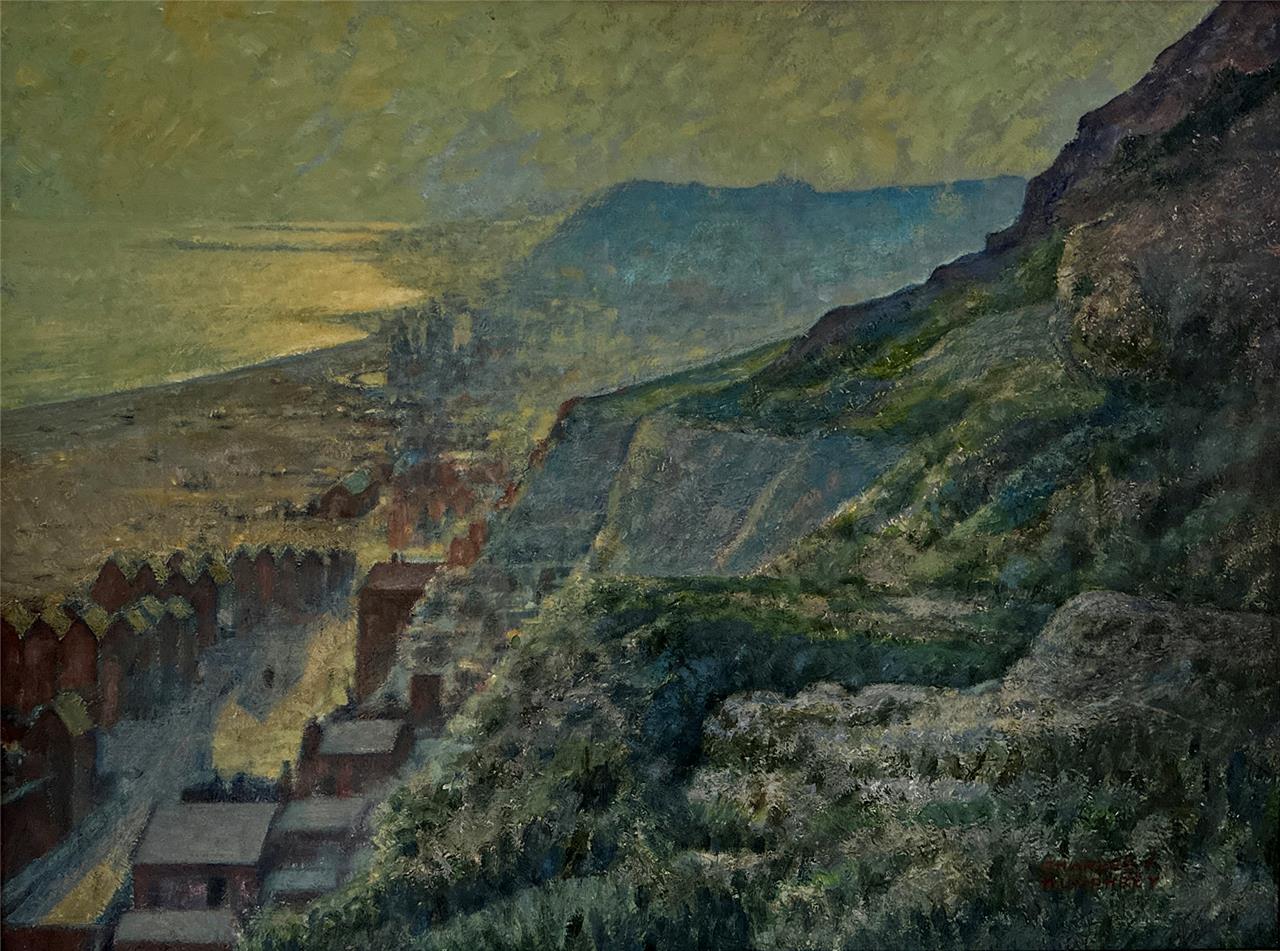 Charles F. Humphrey Oil Painting On Board - East Cliff Hastings Sussex0