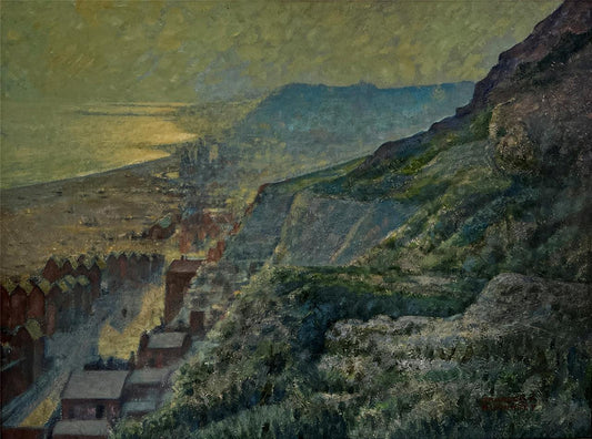Charles F. Humphrey Oil Painting On Board - East Cliff Hastings Sussex0