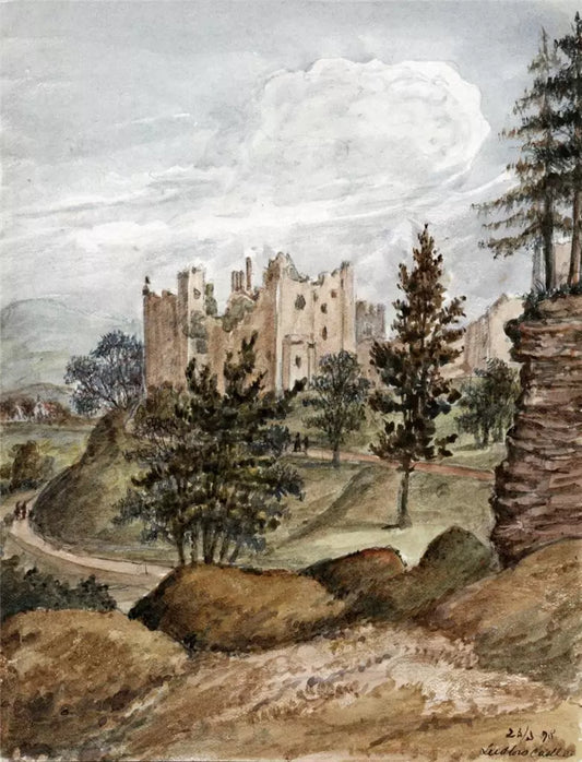 Ludlow Castle 1878 - Watercolour Painting - Algerina Peckover (1841-1927)