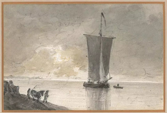 Thomas Hastings (1778-1854) - Watercolour Painting - Sailing Barge On The Severn