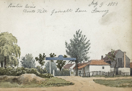 William Hubbard (1804-1870) Watercolour Painting - Printers Arms Dunts Hill Garratt Lane Surrey 1851